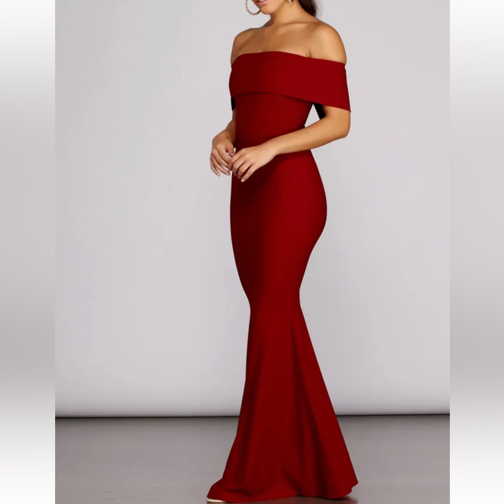 Windsor One-Shoulder Red Mermaid Gown